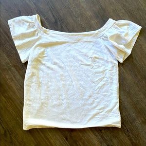 White off the shoulder textured top